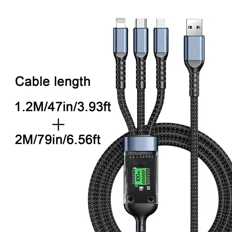 Four-In-One 240W Colorful Lights Data Cable,Supports Fast Charging and Data Transmission,Free Switching Four Interfaces, Luminous Durable