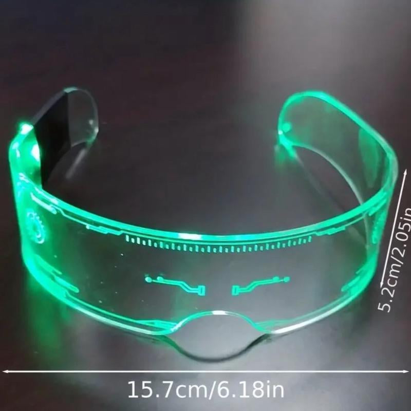 Rechargeable Multicolored LED Future Tech Glasses - Futuristic Flashing Design. Colorful Gifts Halloween