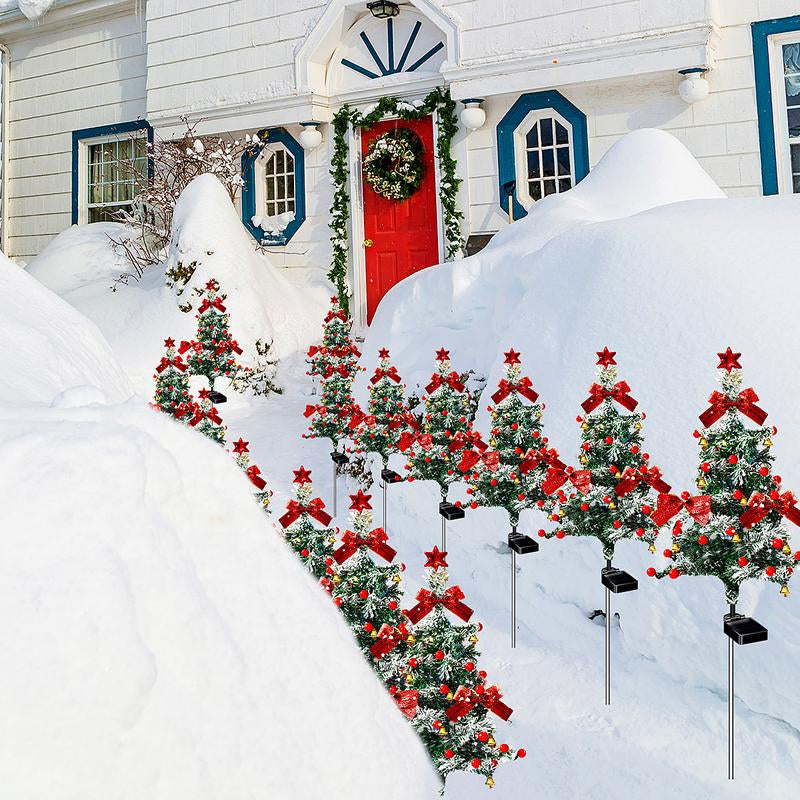 4-Pack Solar Cedar Tree Lights, Yard Garden Lawn In-Ground Decorative Lights, IP65 Outdoor Waterproof Lights, Suitable for Spring and Christmas Festival Decorative Atmosphere Lights Led Lantern Solar Lights Outdoor ,Motion Sensor Lights