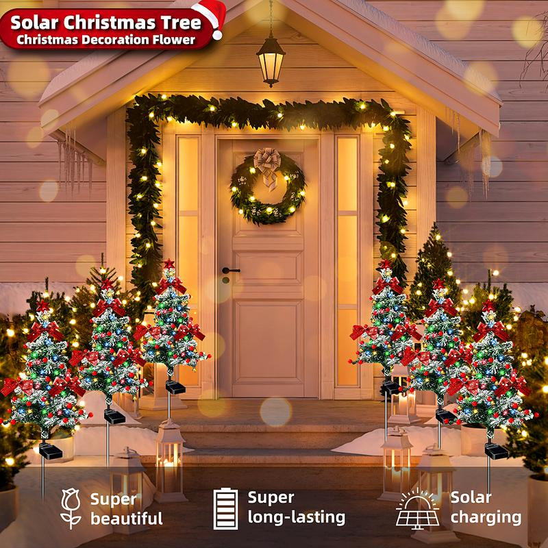 4-Pack Solar Cedar Tree Lights, Yard Garden Lawn In-Ground Decorative Lights, IP65 Outdoor Waterproof Lights, Suitable for Spring and Christmas Festival Decorative Atmosphere Lights Led Lantern Solar Lights Outdoor ,Motion Sensor Lights