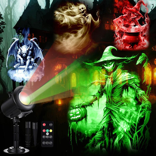 Halloween LED Projector Light Slide Show Christmas Halloween Projector, 3D Dynamic Patterns, Remote Control, Weatherproof Projector Light for Spooky Season, Trick or Treat, Haunted House Window Outdoor Indoor Decorations, Nativity Christmas Holiday Gifts