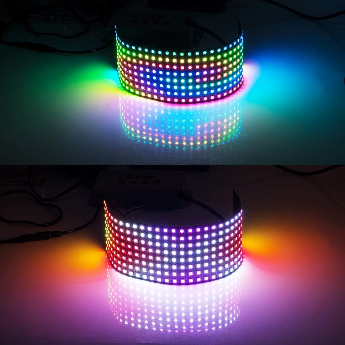 WS2812B ECO RGB Alloy Wires 5050SMD Individual Addressable 8X32 256 Pixels LED Matrix Flexible FPCB Full Color Works with Wled,Sp802E,Etc Controllers Image Video Text Display DC5V