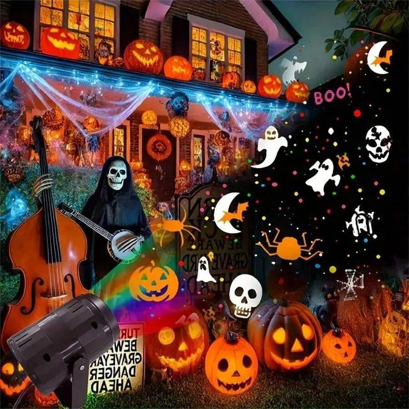 Halloween LED Projector Light, 1 Box Ghost & Pumpkin Patterns Projector Light, Ambient Room Lighting for Halloween Party Decor