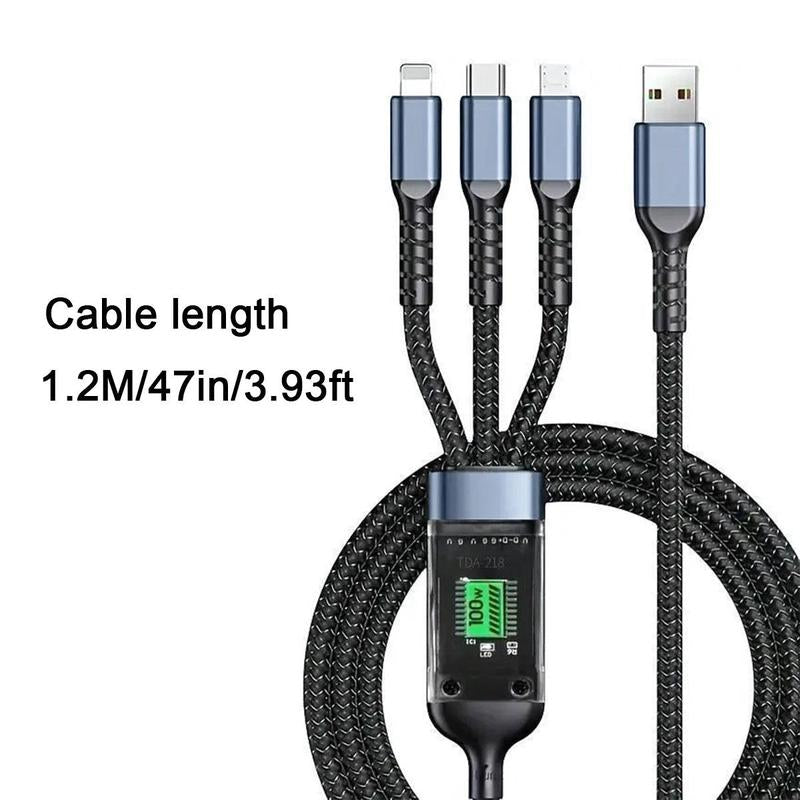 Four-In-One 240W Colorful Lights Data Cable,Supports Fast Charging and Data Transmission,Free Switching Four Interfaces, Luminous Durable