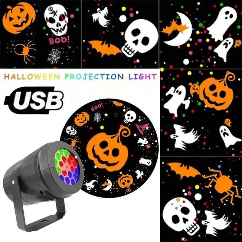 Halloween LED Projector Light, 1 Box Ghost & Pumpkin Patterns Projector Light, Ambient Room Lighting for Halloween Party Decor