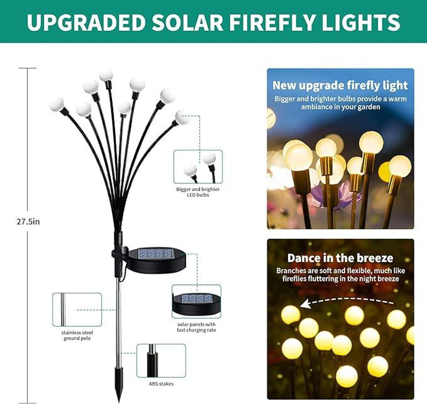 Outdoor Solar Garden Lights-Decorative Lights, Waterproof, Firefly Lights Starburst Swaying in the Wind,Vibrant Lights Applicable to Decoration Garden