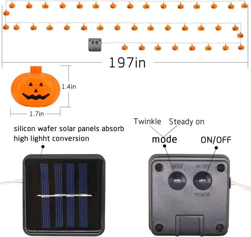 Halloween String Lights, LED Pumpkin Lights, Holiday Lights for Outdoor Decor,Flickering Lights(40 LED Lights, 17 Ft) (Pumpkin) Globe Ornaments Decoration